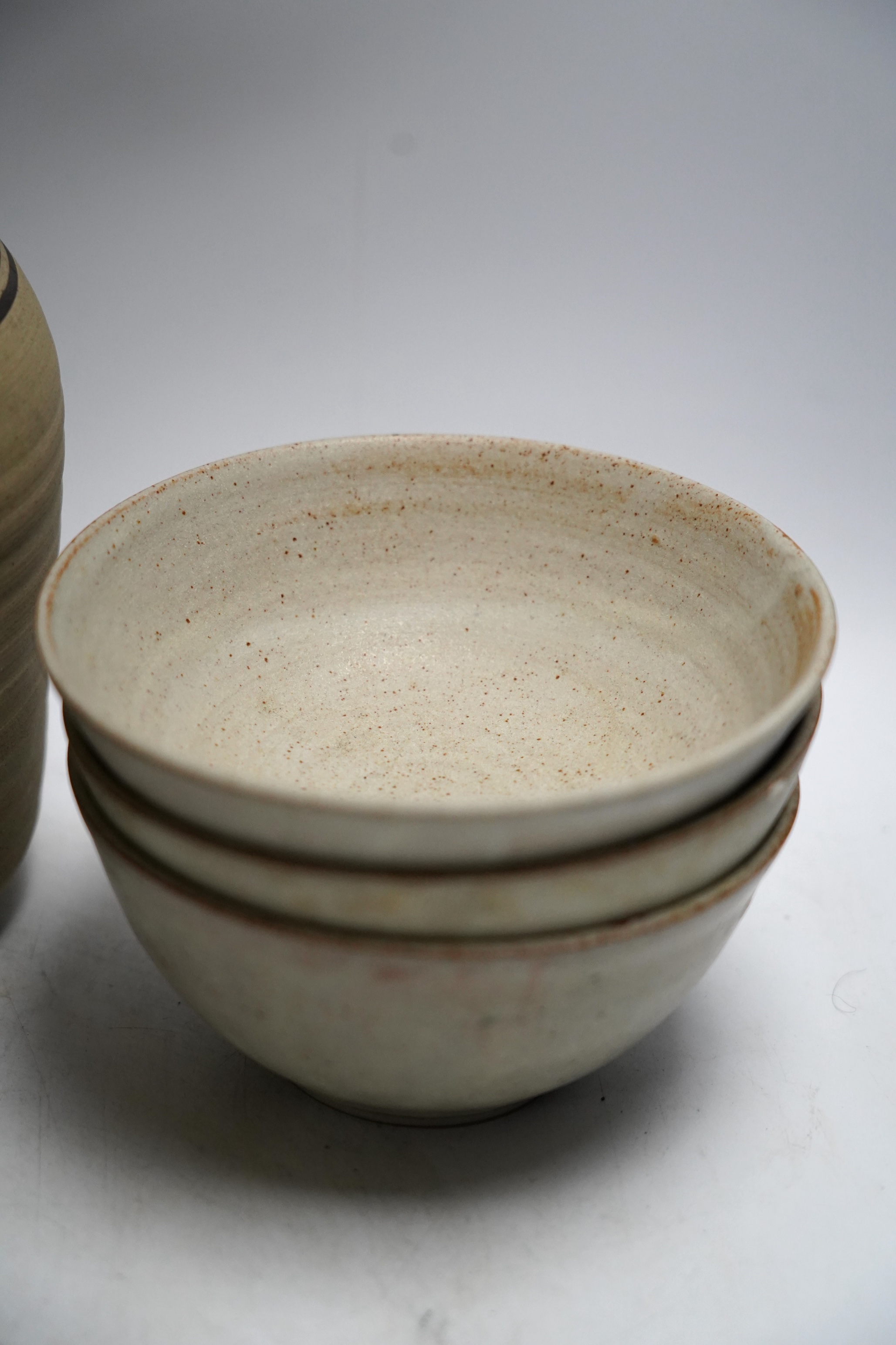 Nine various Studio pottery items, largest 22cm